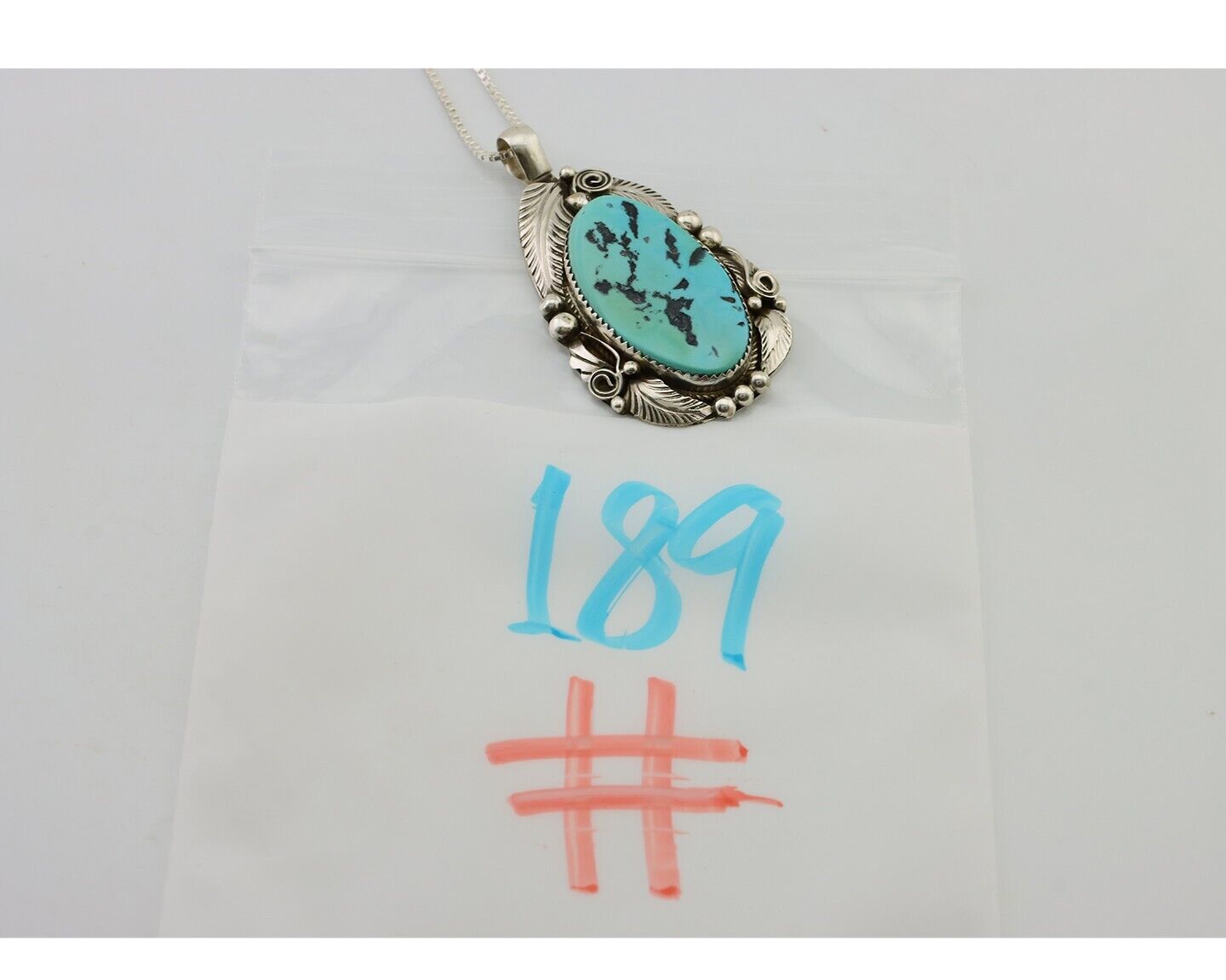 Navajo Pendant 925 Silver Natural Blue Turquoise Signed Justin Morris C.90's