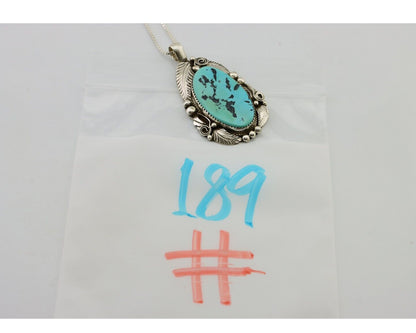 Navajo Pendant 925 Silver Natural Blue Turquoise Signed Justin Morris C.90's