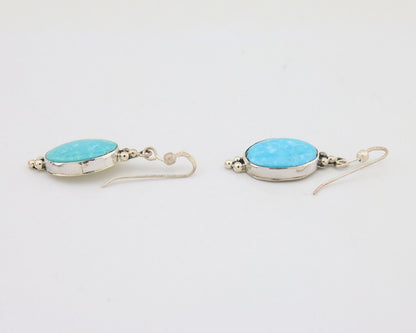 Navajo Dangle Earrings 925 Silver Natural Turquoise Native American Artist C80s