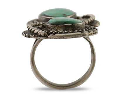 Navajo Handmade Ring 925 Silver Natural Tuquoise Native American Artist C.80's