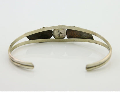 Navajo Cuff Bracelet 925 Silver Turquoise Artist Signed Livingston C.80's