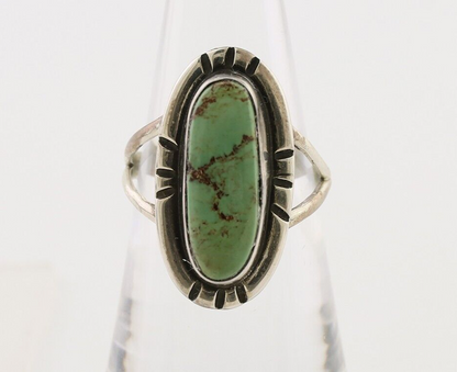 Navajo Handmade Ring 925 Silver Green Turquoise Artist Signed Kachina C.80's