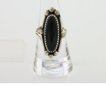 Navajo Handmade Ring 925 Silver Black Onyx Artist Signed SC C.80's