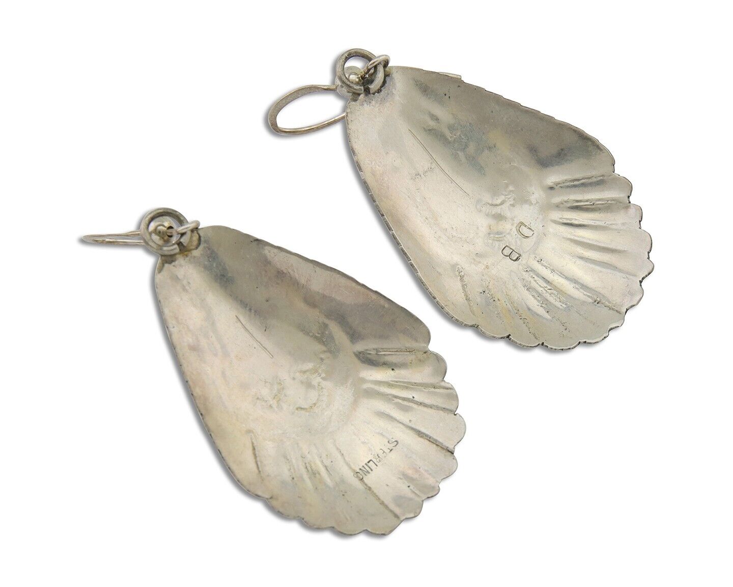 Navajo Earrings 925 Silver Turquoise Artist Signed Dean Brown C.80's