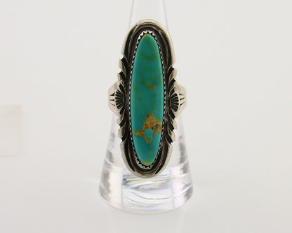 Navajo Hand Stamped Ring 925 Silver Turquoise Native Artist Begay C.80's