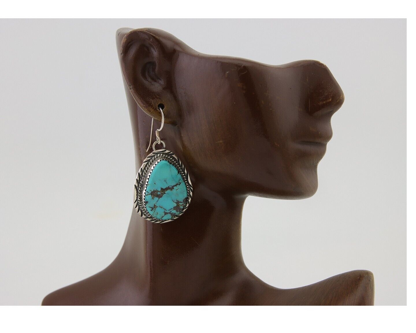 Navajo Dangle Earrings 925 Silver Natural Turquoise Artist Signed Mike Begay C80