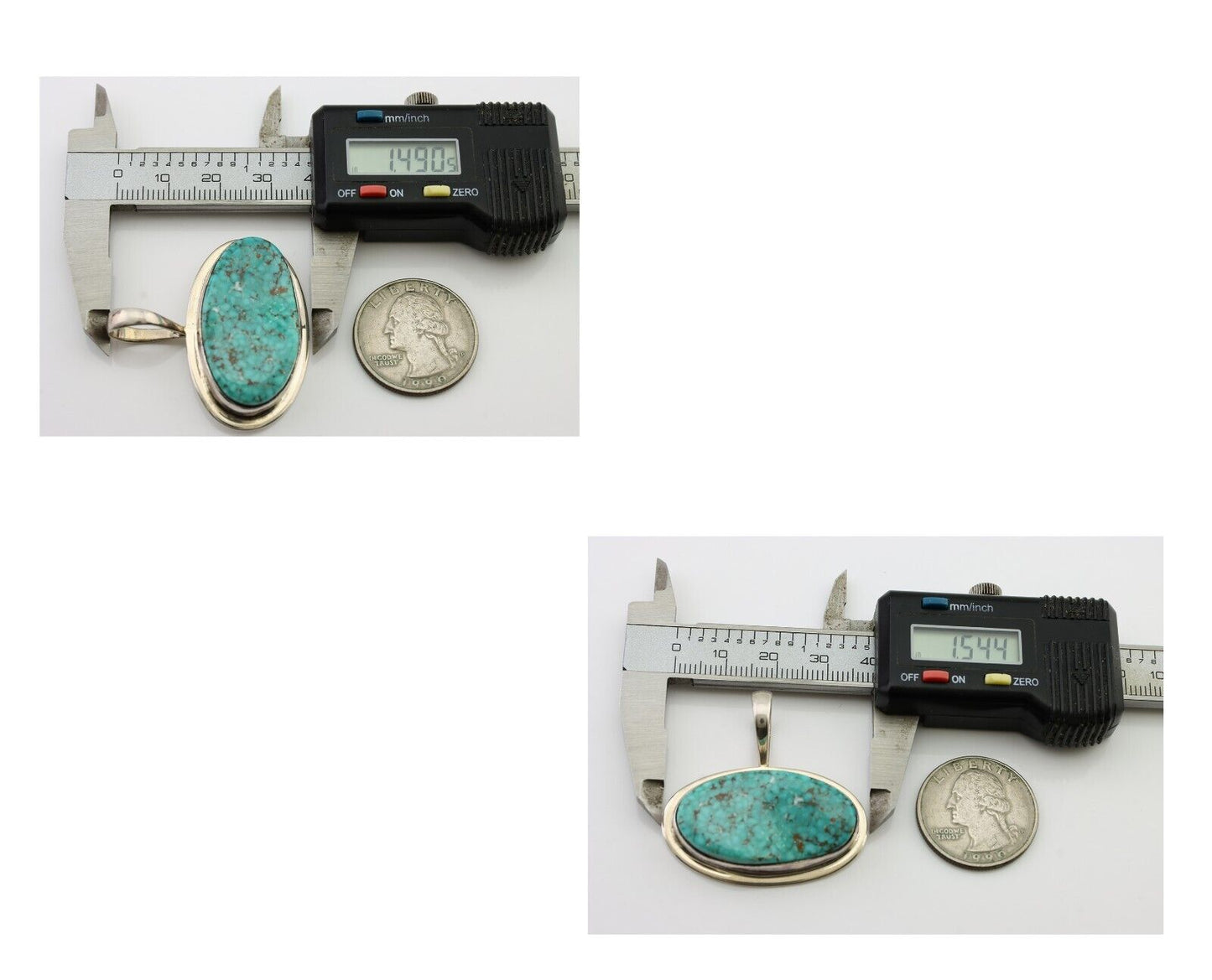 Navajo Mine 8 Turquoise Pendant 925 Silver Signed Doug Zachary C.80's