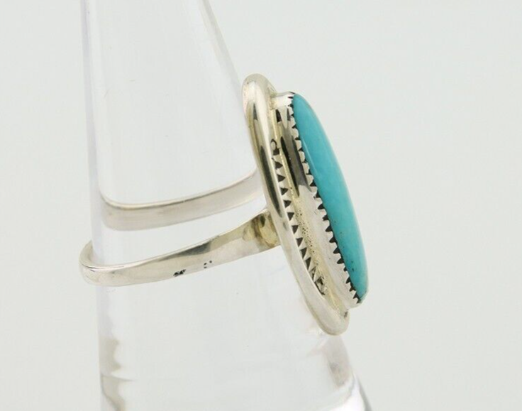 Navajo Ring 925 Silver Blue Turquoise Artist Signed CS C.80's