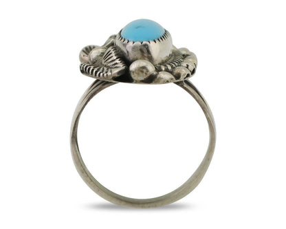 Navajo Ring 925 Silver Kingman Turquoise Artist Signed SC Size 6.0 C.80's