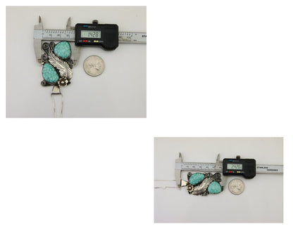 Navajo Necklace 925 Silver Natural Turquoise Artist Signed M Thomas C.80's