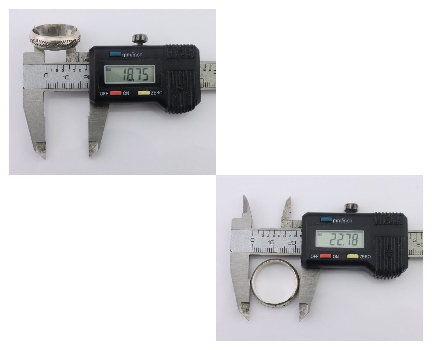 Navajo Hand Stamped Band 925 Silver 6.0 mm Signed Larry Chavez Size 9.25 C.80's