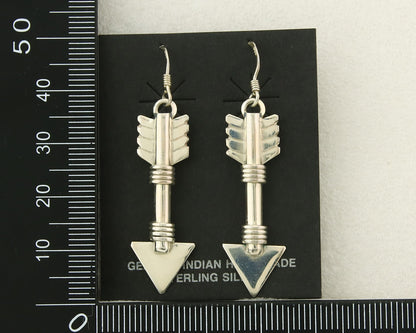 Navajo Arrow Earrings 925 Silver Artist Signed Pete Morgan C.80's