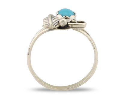 Navajo Ring .925 Silver Sleeping Beauty Turquoise Native American Artist C.80's