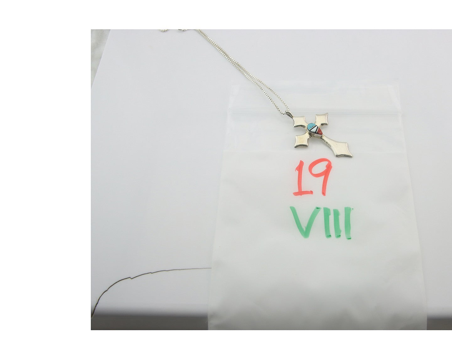 Navajo Cross Necklace Sterling Silver Authentic Natural Gemstones Signed M