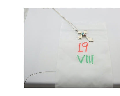 Navajo Cross Necklace Sterling Silver Authentic Natural Gemstones Signed M