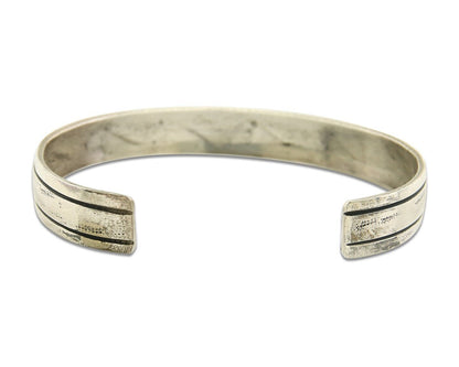 Navajo Bracelet 925 Silver Handmade Cuff Artist Signed TJB C.80's