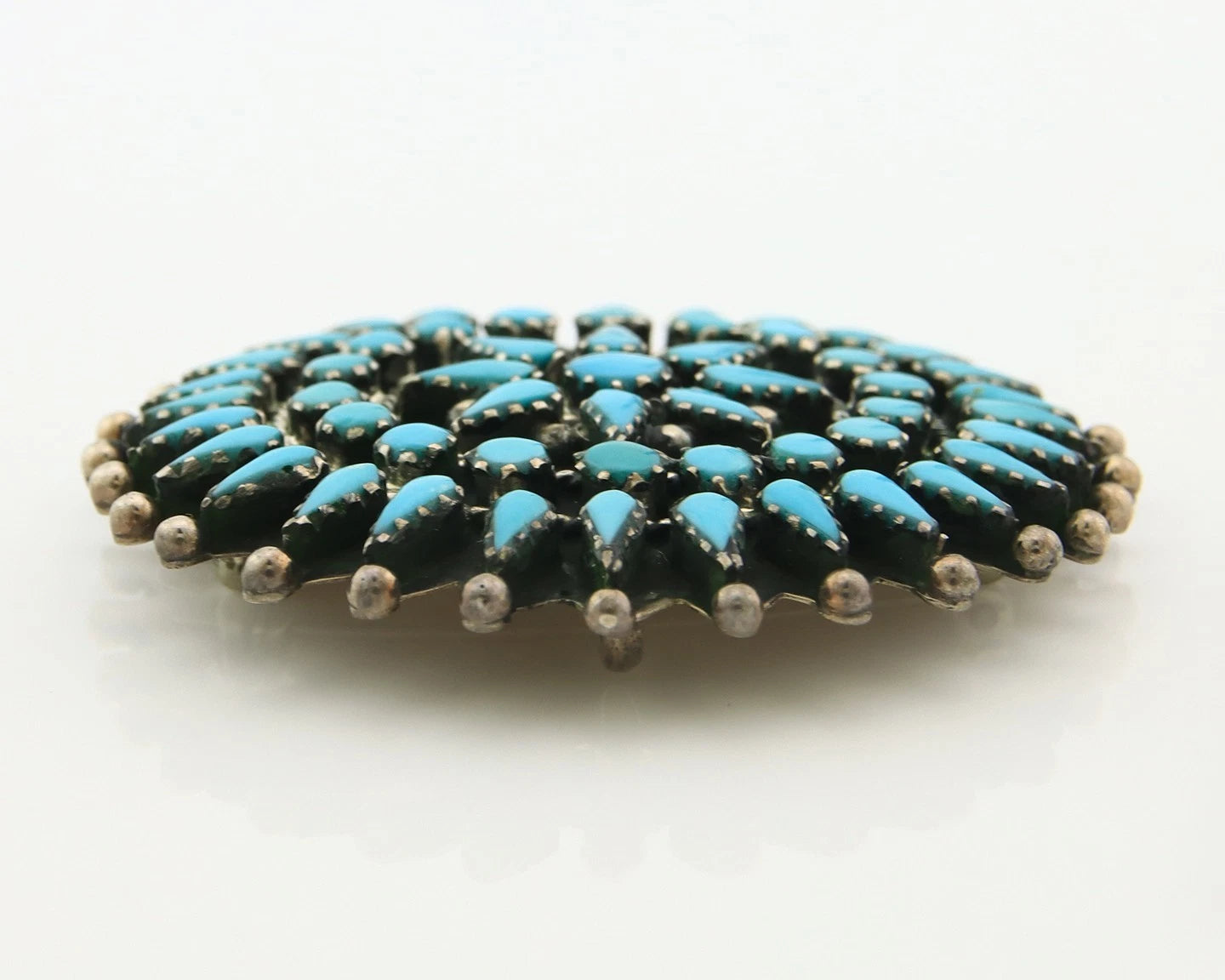 Navajo Handmade Pin Sterling Silver Turquoise Vintage Artist Signed LMB