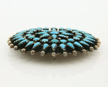 Navajo Handmade Pin Sterling Silver Turquoise Vintage Artist Signed LMB