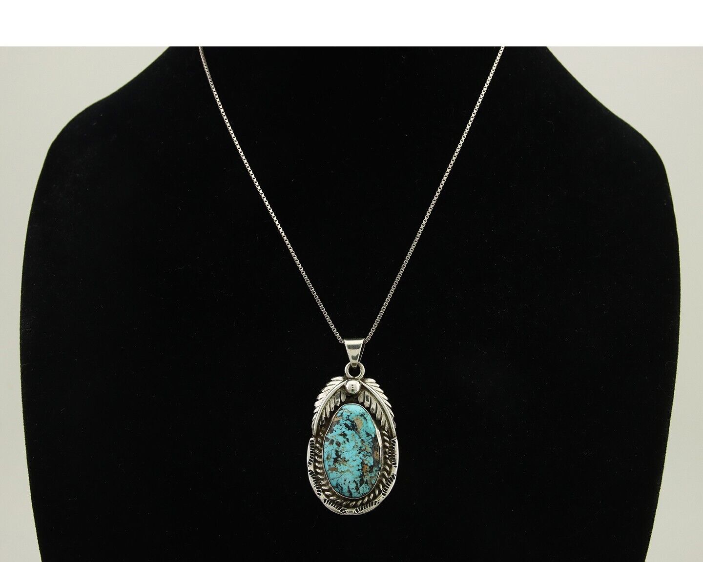 Navajo Necklace 925 Silver Blue Diamond Turquoise Artist Signed Sunrise C.80's