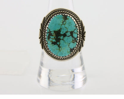 Navajo Ring 925 Silver Natural Spiderweb Turquoise Native Artist C.80's
