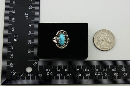Navajo Hand Stamped Ring 925 Silver Natural Turquoise Native Artist C.80's