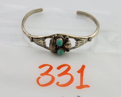 Navajo Bracelet 925 Silver Cuff Turquoise Handmade Native Artist C.80's