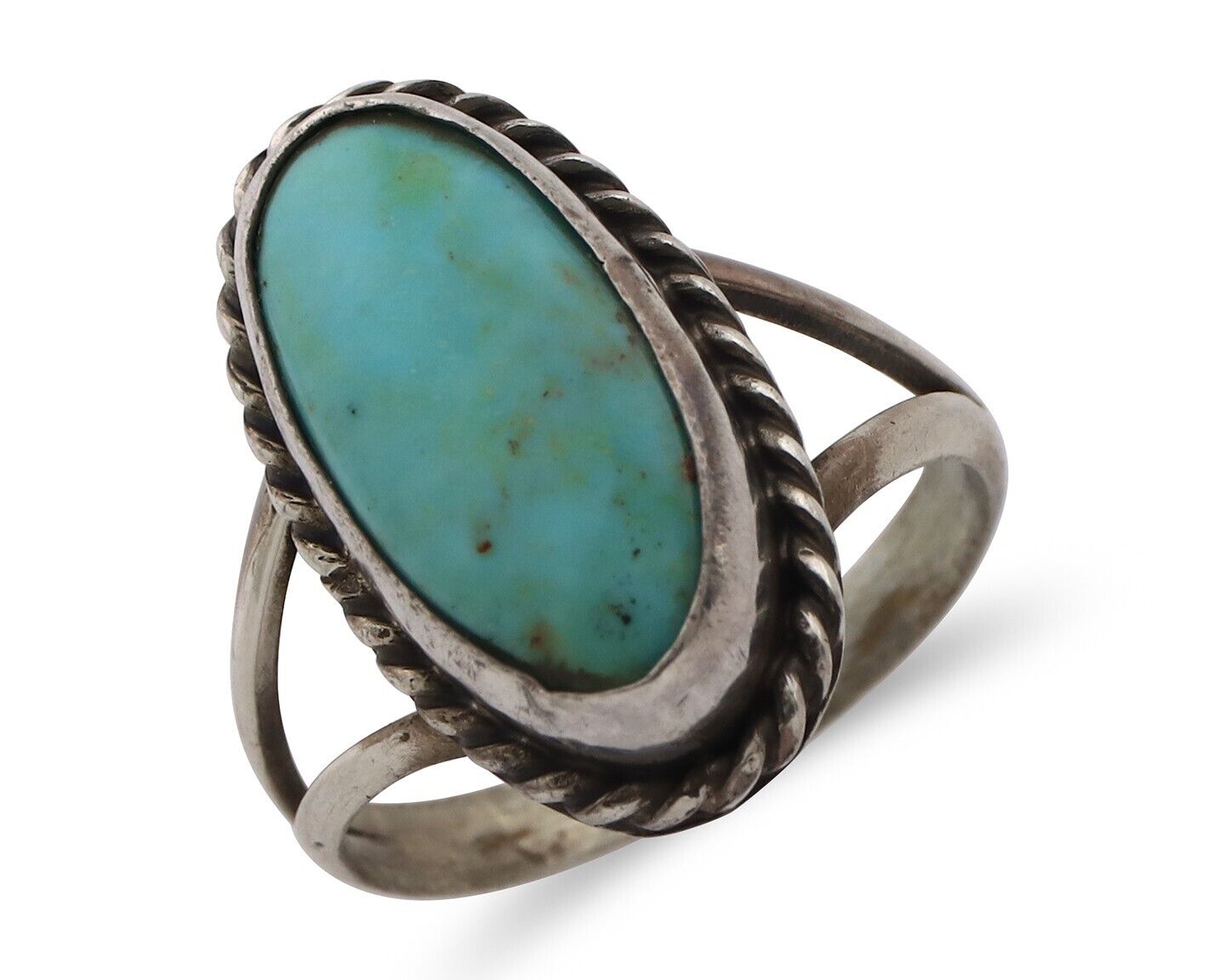 Navajo Ring .925 Silver Natural Kingman Turquoise Native American Artist C.80's