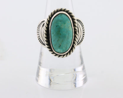 Navajo Ring 925 Silver Natural Turquoise Signed M Montoya Size 8.25 C.80's