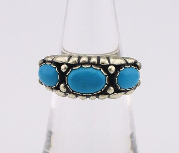 Navajo Ring 925 Silver Sleeping Beauty Turquoise Artist Signed Wheeler C.80's