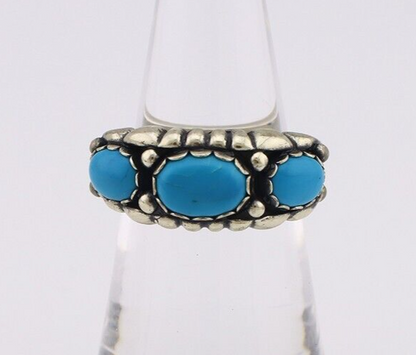 Navajo Ring 925 Silver Sleeping Beauty Turquoise Artist Signed Wheeler C.80's