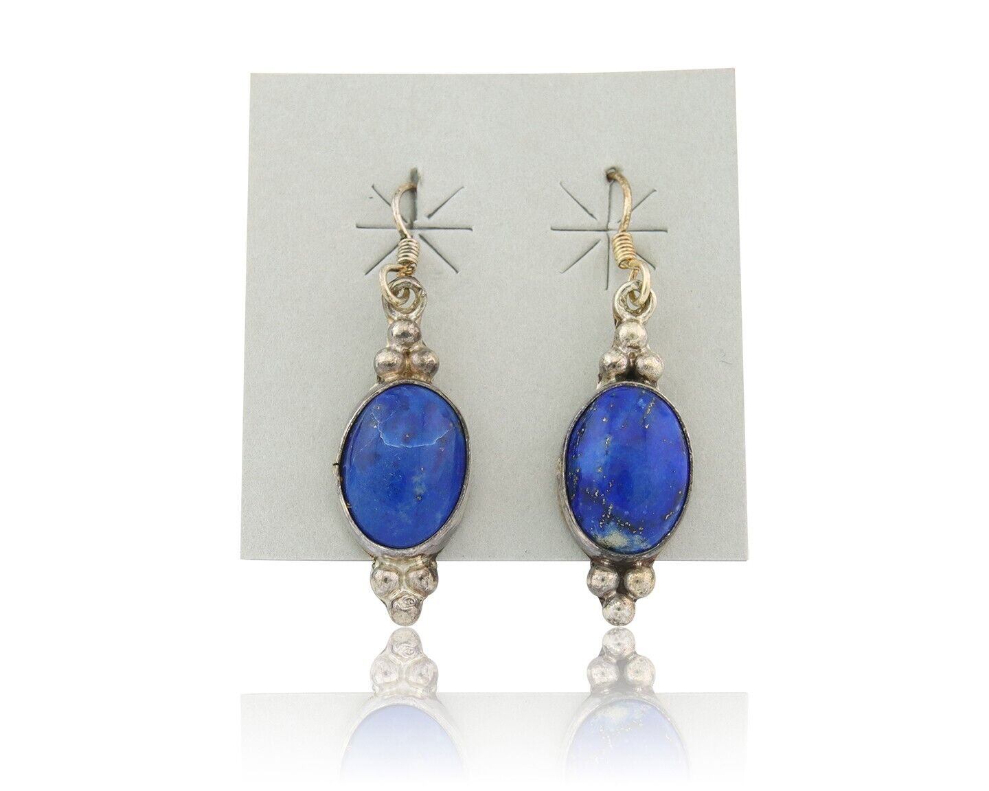 Navajo Earrings 925 Silver Natural Lapis Native American Artist C.80's