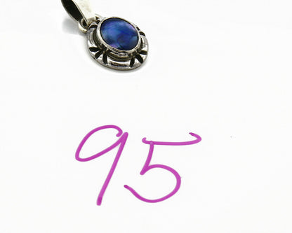 Navajo Hand Stamped Natural Mined Blue MOP in .925 SOLID Silver Pendant