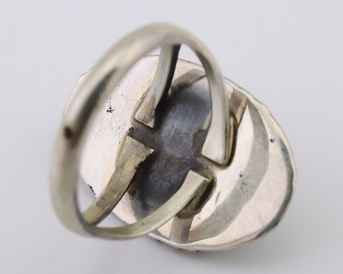 Navajo Hand Stamped Ring 925 Silver Natural Turquoise Native Artist C.80's