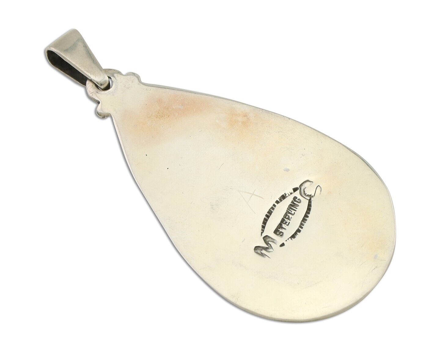 Navajo Pendant 925 Silver Blue Turquoise Artist Signed MC C.80's