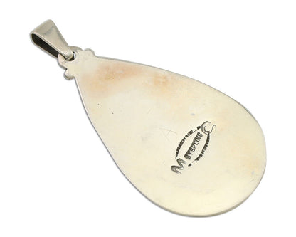 Navajo Pendant 925 Silver Blue Turquoise Artist Signed MC C.80's