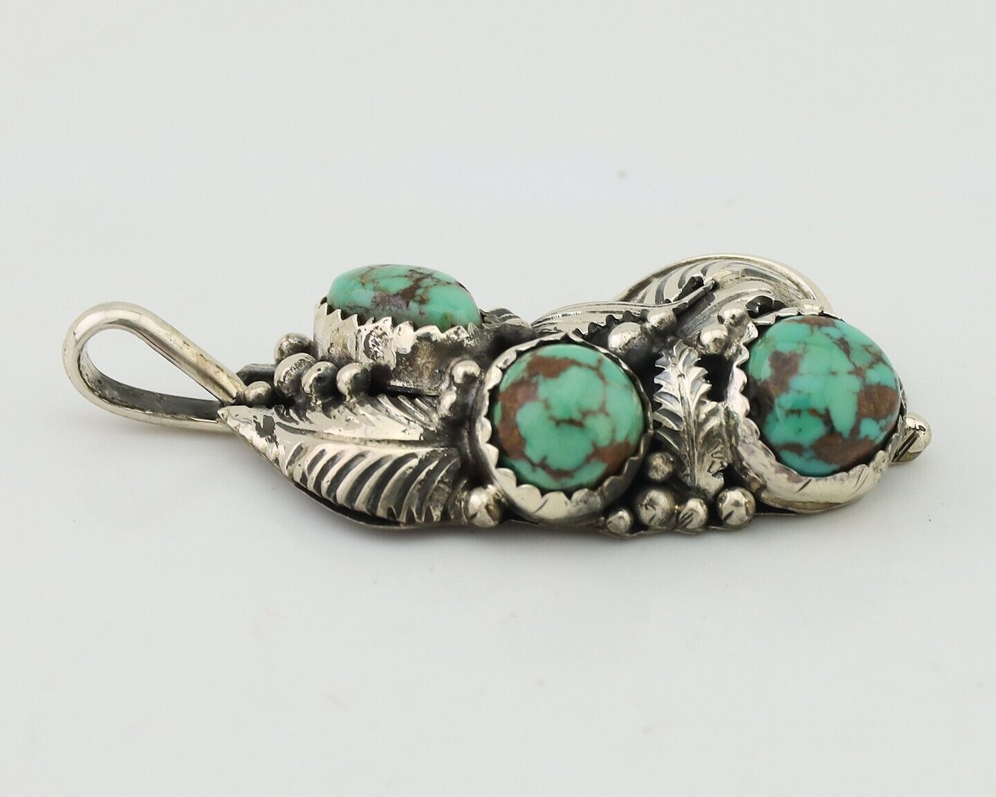 Navajo Pendant 925 Silver Natural Bisbee Turquoise Signed Tom Willeto C.80's