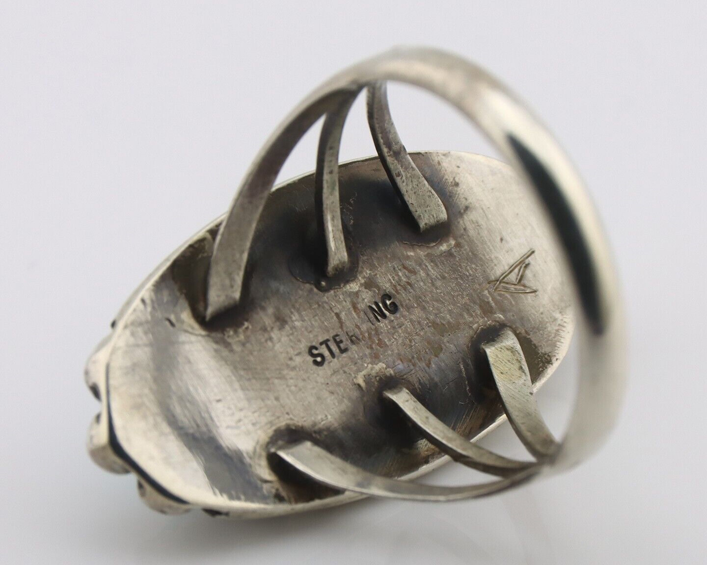 Navajo Ring .925 Silver Sleeping Beauty Turquoise Native American Artist C.80's