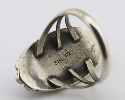 Navajo Ring .925 Silver Sleeping Beauty Turquoise Native American Artist C.80's