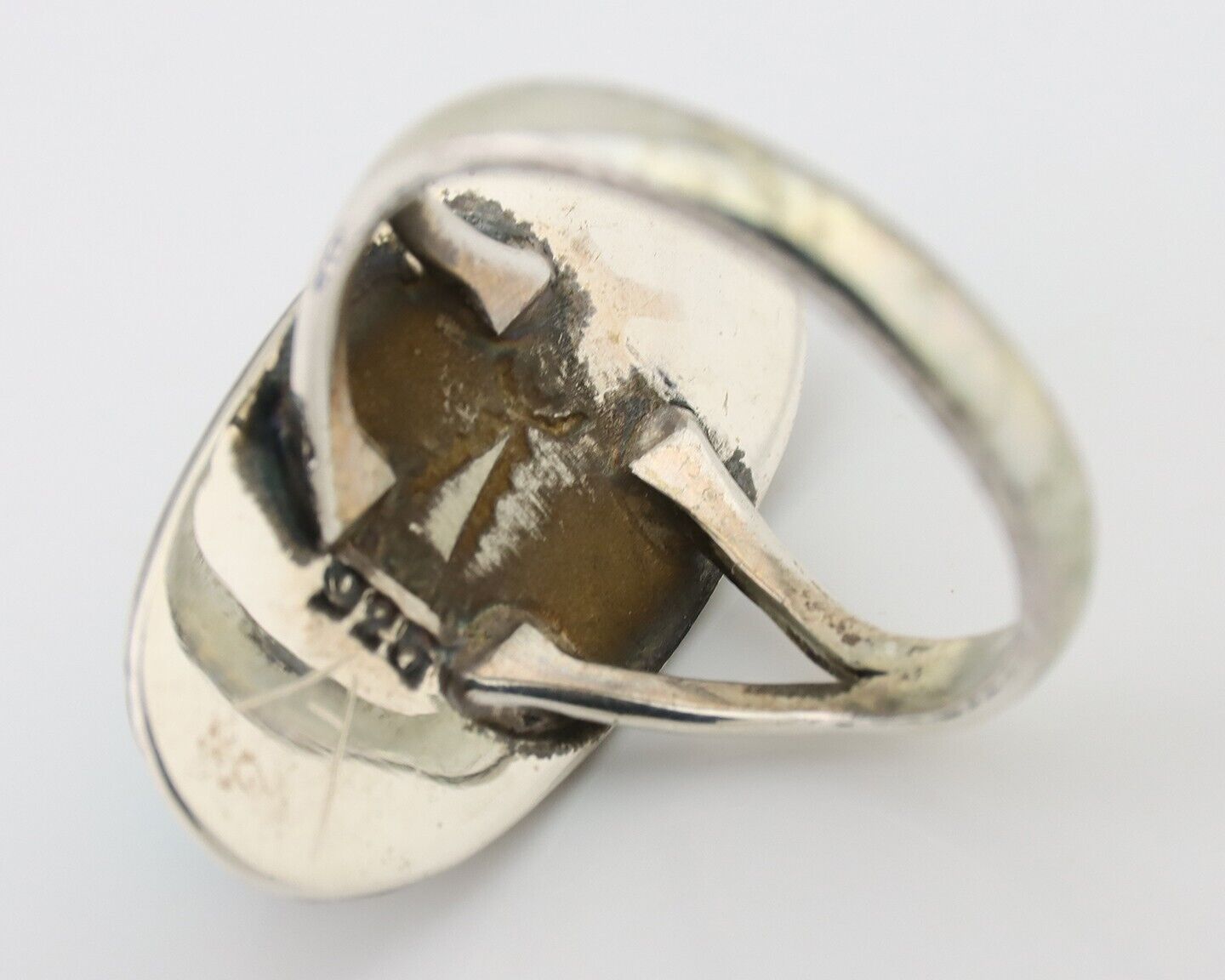 Navajo Ring 925 Silver Kingman Turquoise Artist Signed Kachina C.80's