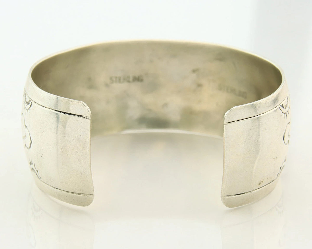 Navajo Cuff Bracelet 925 Sterling Silver Vintage Hand Stamped Signed EP