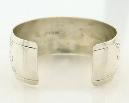 Navajo Cuff Bracelet 925 Sterling Silver Vintage Hand Stamped Signed EP