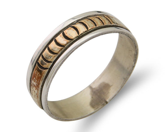 Navajo Handmade Ring 925 Silver & Gold Artist Signed E C.80's