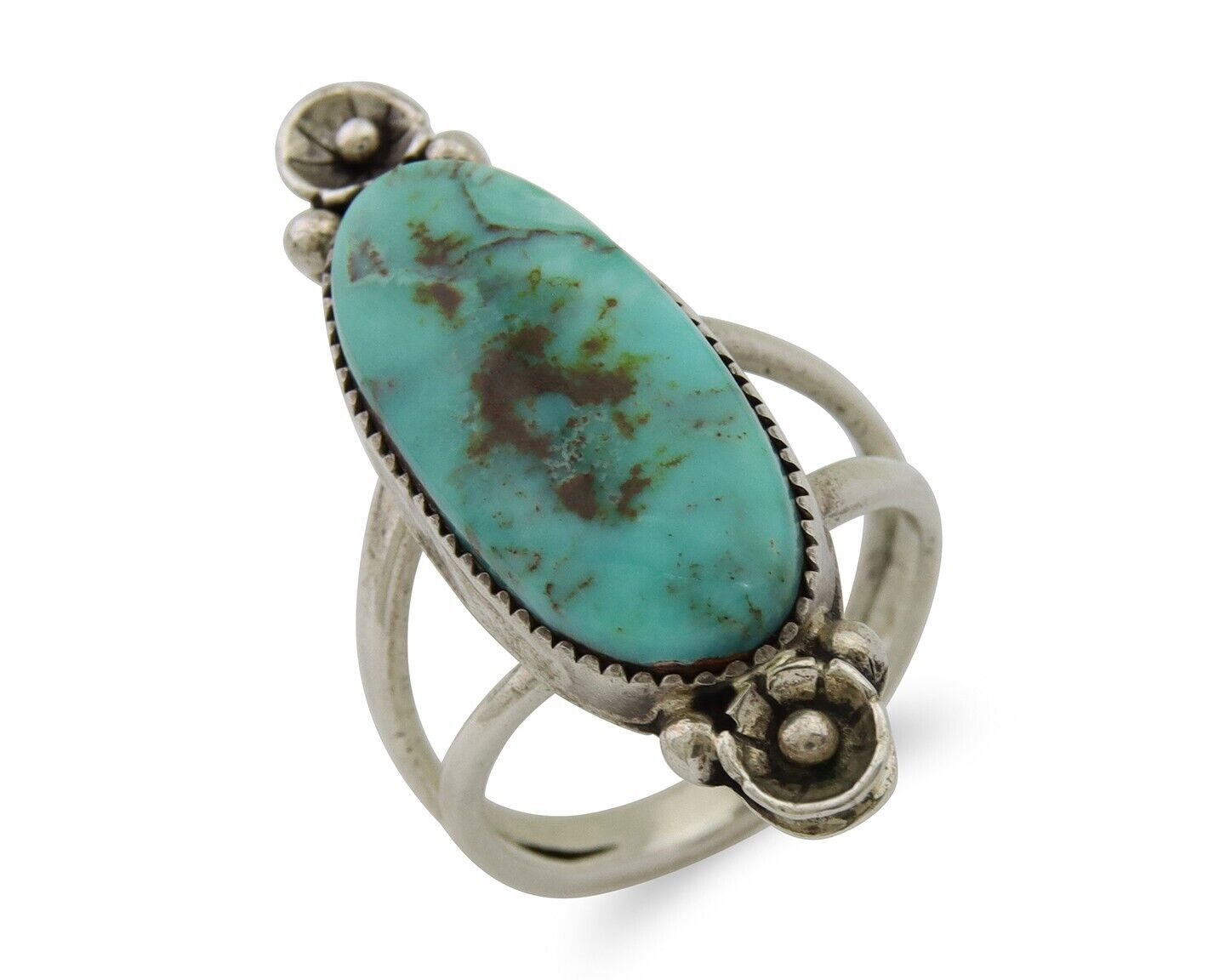 Navajo Ring 925 Silver Natural Blue Turquoise Native American Artist C.80's
