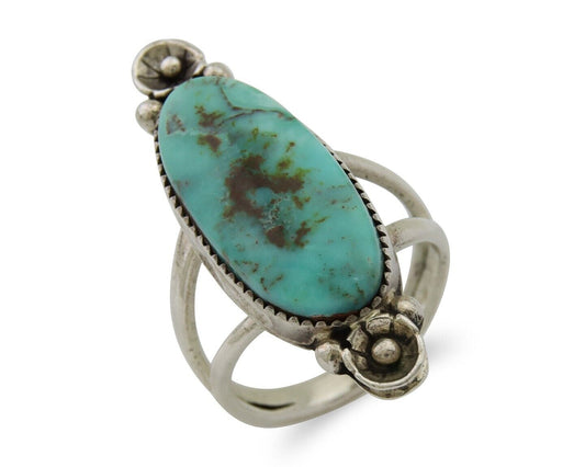 Navajo Ring 925 Silver Natural Blue Turquoise Native American Artist C.80's