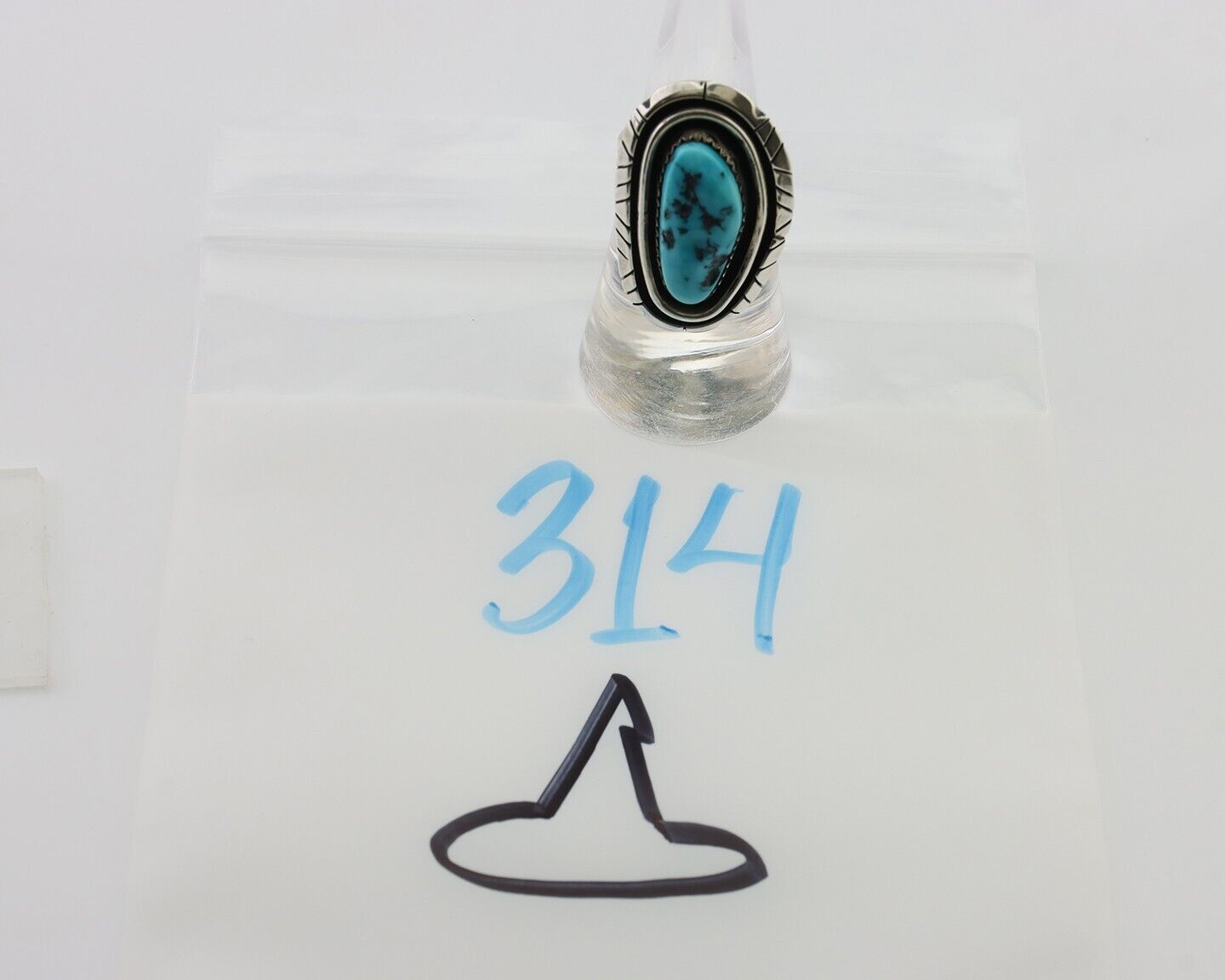 Navajo Ring 925 Silver Turquoise Native American Artist C.80's
