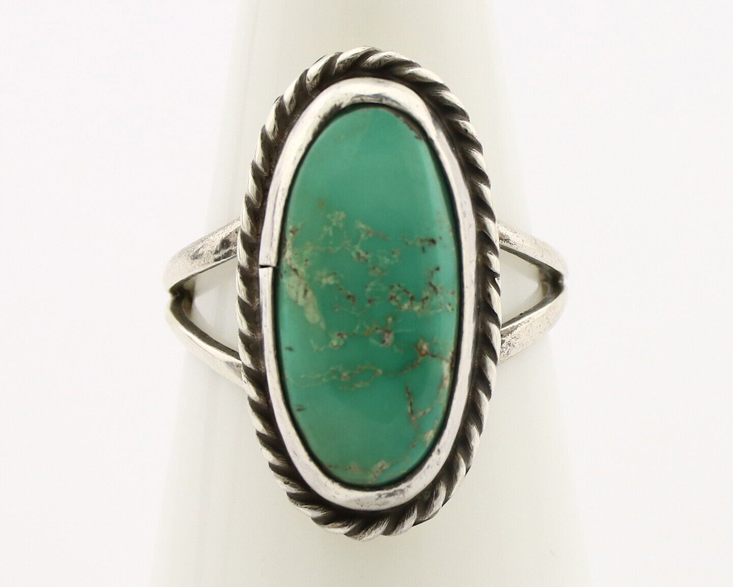 Navajo Ring 925 Silver Kingman Turquoise Artist Native American Signed C.80's