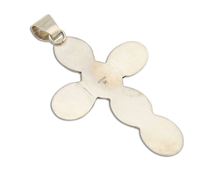 Navajo Large Pendant 925 Silver Natural Turquoise Signed Melissa Yazzie C.80's