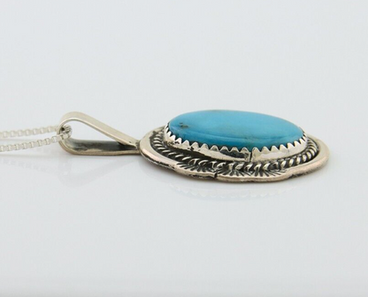 Navajo Necklace 925 Silver Natural Blue Turquoise Artist Signed Mike Begay C.80s