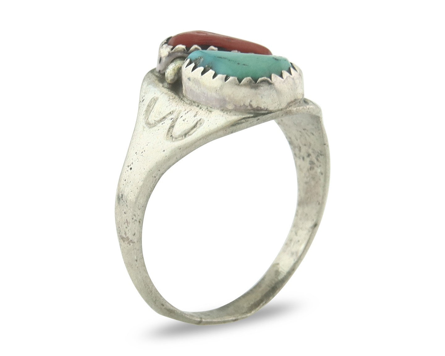 Vintage Navajo Ring 925 Sterling Silver Natural Gemstone Authentic Size 7.75