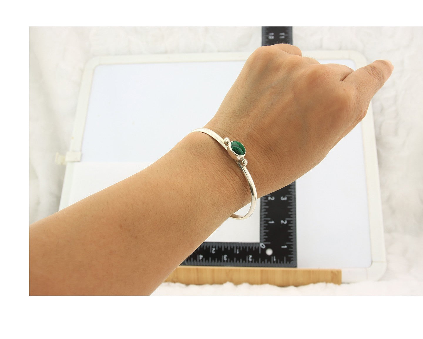 Navajo Cuff Bracelet Sterling Silver Natural Mined Malachite Native Artist